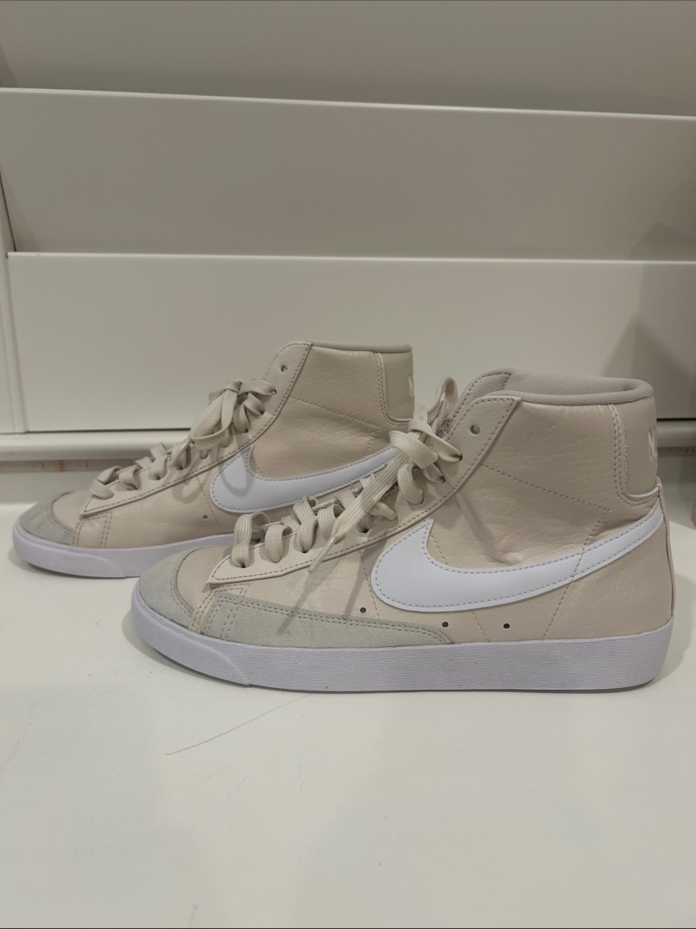 Nike High-Top Sneakers in Cream with White Swoosh *Limited Edition
